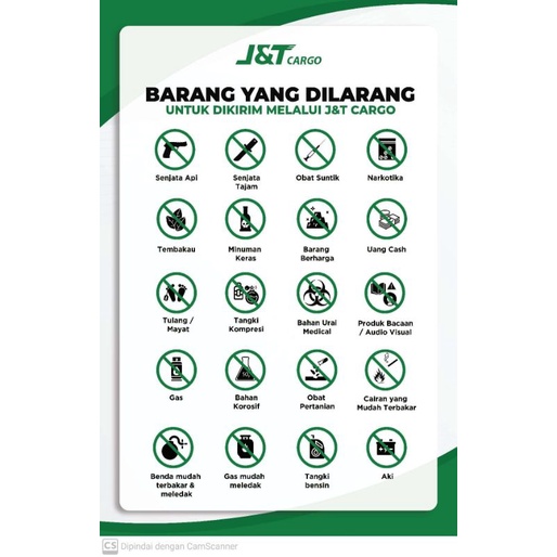 Poster Dangerous Goods akrilik JNT Cargo, Poster barang yang  dilarang JNT Cargo