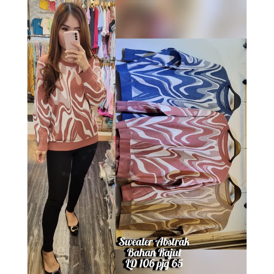 Sweater Wanita Rajut Premium Import Motif Abstrak