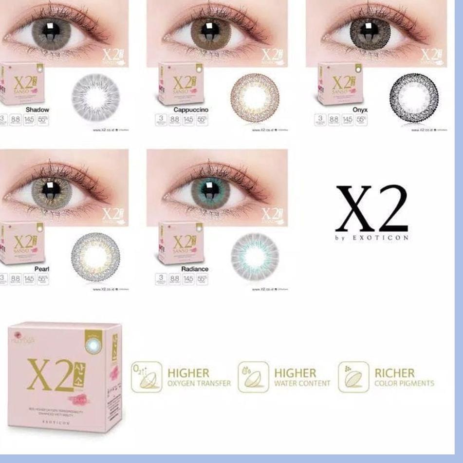 ➾ SOFTLENS X2 SANSO COLOR NORMAL & MINUS -0.50 sd -3.00 FREE LENSCASE DIA 14.5 MM BY EXOTICON SHADOW