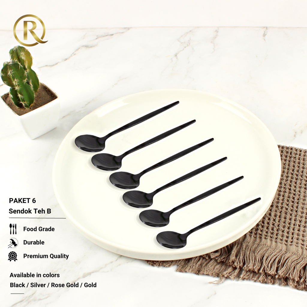 Paket Isi 6 Pcs Sendok Teh B Dessert Stainless Steel Korea Tebal 13cm