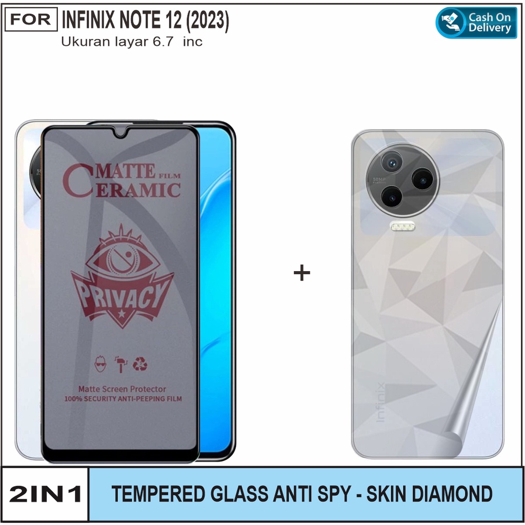 Tempered Glass Layar infinix note 12 (2023) Free Skin Diamond