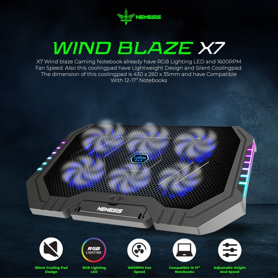 NYK Nemesis X7 Wind Blaze Gaming Notebook Cooling Pad 6 Fan