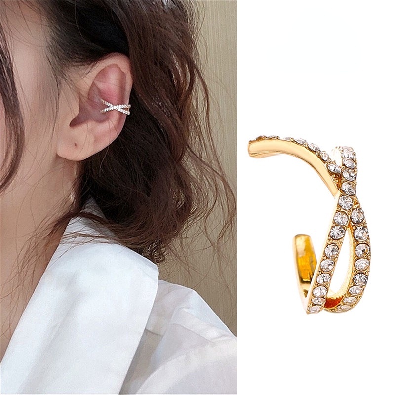 1 Pcs woman fashion retro Elegan U Shaped Crystal Ear bone Cuff Clip Earrings