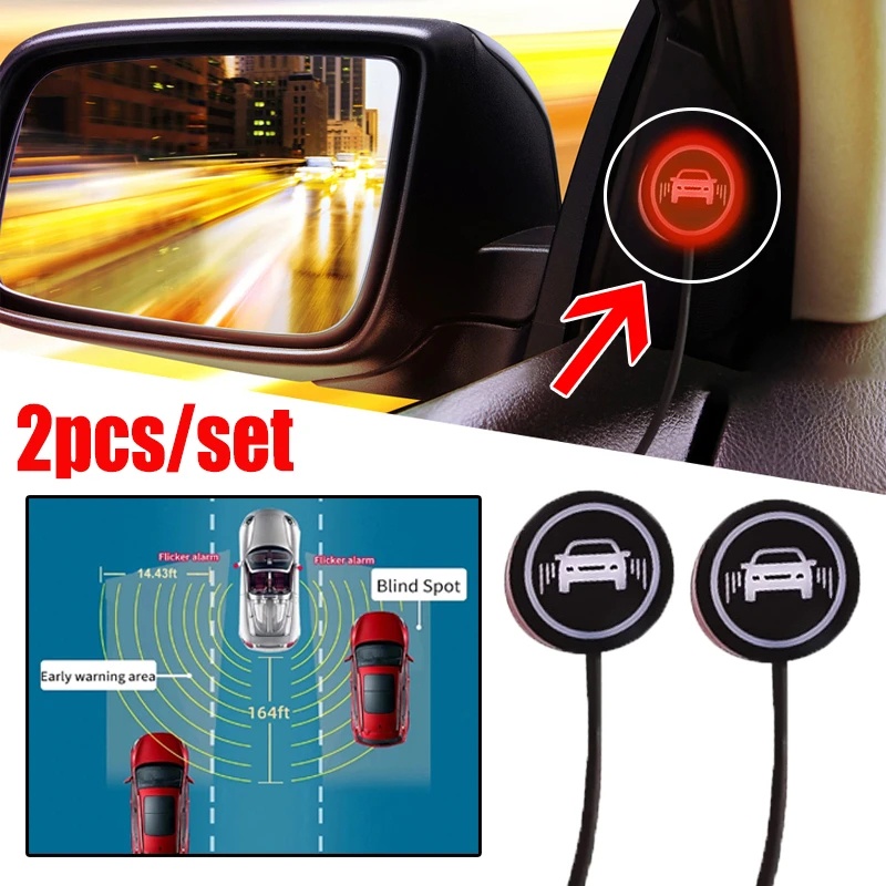 2pcs Indikator Pemantauan Zona Buta Kendaraan Lampu Sinyal Mobil Safety Driving Buzzer Annunciator Car Blind Spot Radar Detection System Alarm BSD Warning Light