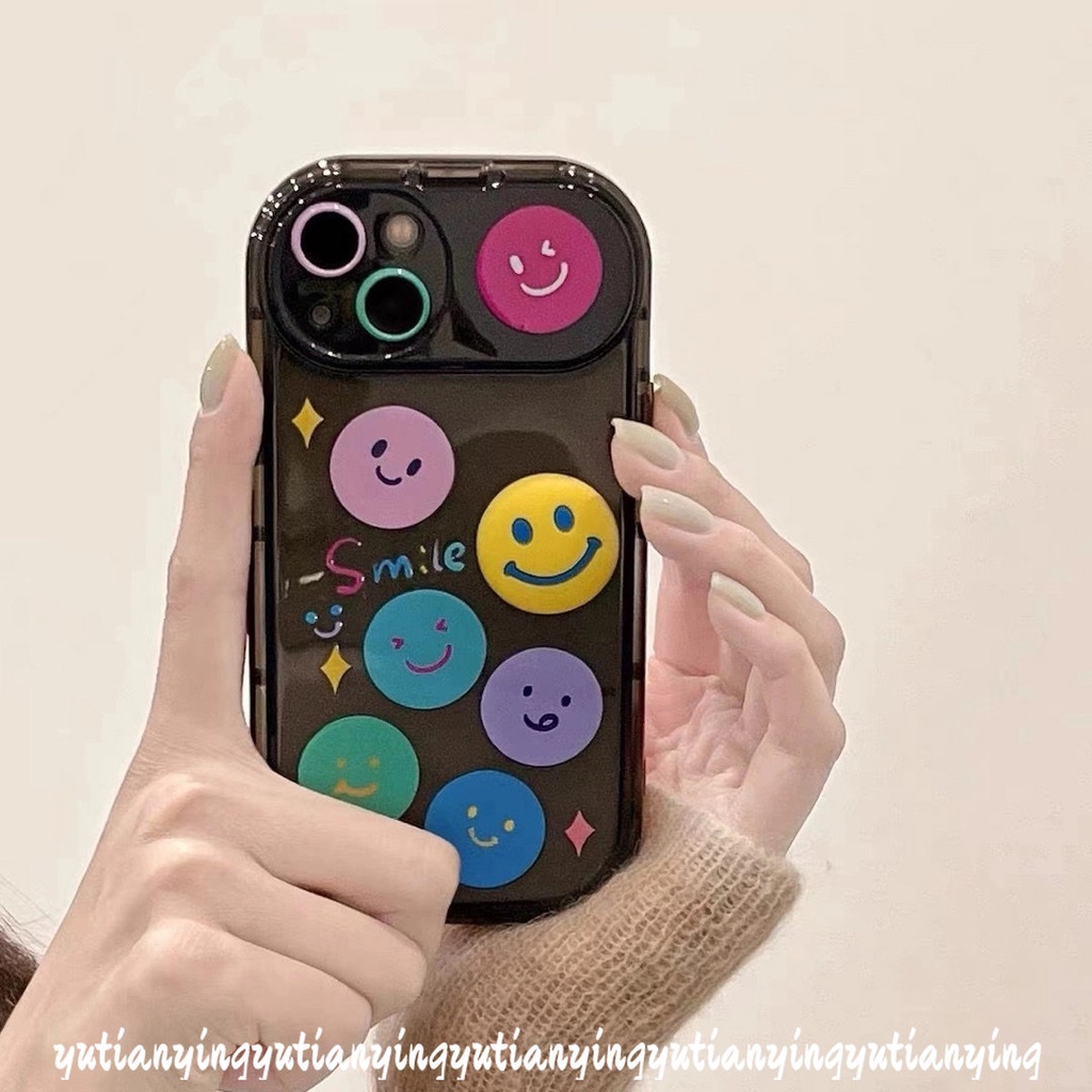 IPHONE Case Smiley Kartun Lucu Kompatibel Untuk Iphone11 13 12 14 Pro Max 11 Pro Max XR 78 Plus X XS Max SE 2020 Flip Make Up Cermin Ponsel Belakang Full Cover