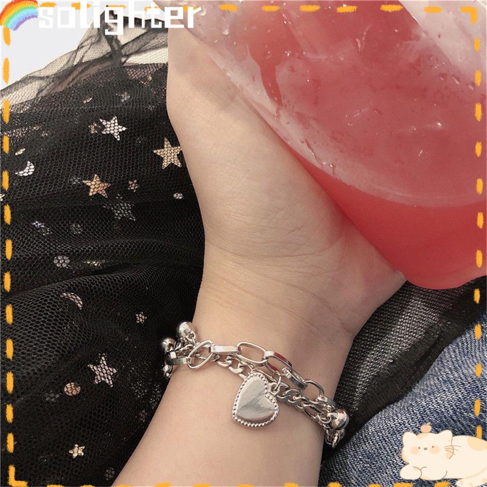 Solighter Gelang Perempuan Kepribadian Sederhana Ins Niche Desain Bahan Titanium Steel