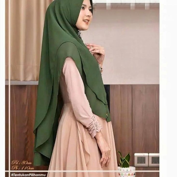 ( Bisa Cod ) Hijab Khimar Ceruty Babydoll 2 Layer Livia / Khimar Syar`i elkhanza hijab - Model Baru 