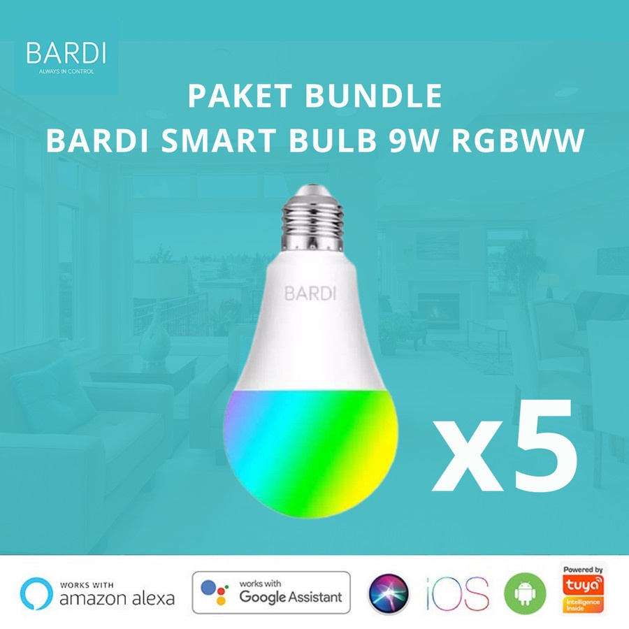 [5 PCS] BARDI Smart LED Light Bulb RGB+ WW 9W Wifi Wireless IoT Home