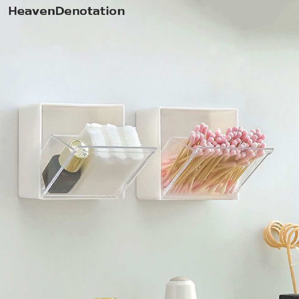 [HeavenDenotation] Kotak Penyimpanan Tempel Dinding Desain Kerang Tempat Penyimpanan Cotton Swab Plastik HDV