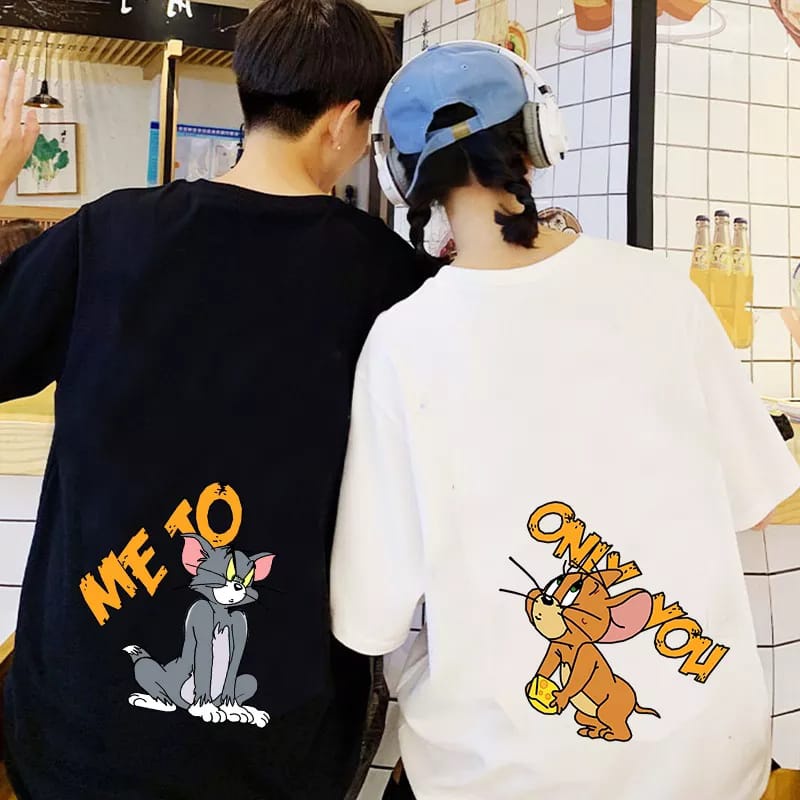 Kaos couple cewek cowok Tom and jerry / kaos couple pria wanita tom and jerry kekinian kaos couple t