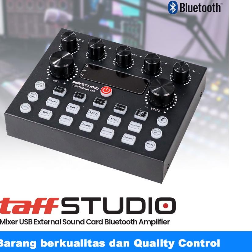 ✈ Taffstudio Centechia Sound Card V8S - USB External Sound Card Bluetooth Soundcard Amplifier Mixer 