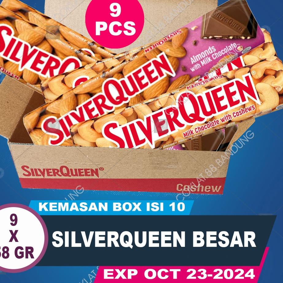 

➧ SilverQueen 58gr X 9pcs Ukuran Besar Cokelat - Coklat Silver Queen Isi 9 pcs X 58 gram Milk Chocolate Cashew Almond 58 gr ♝