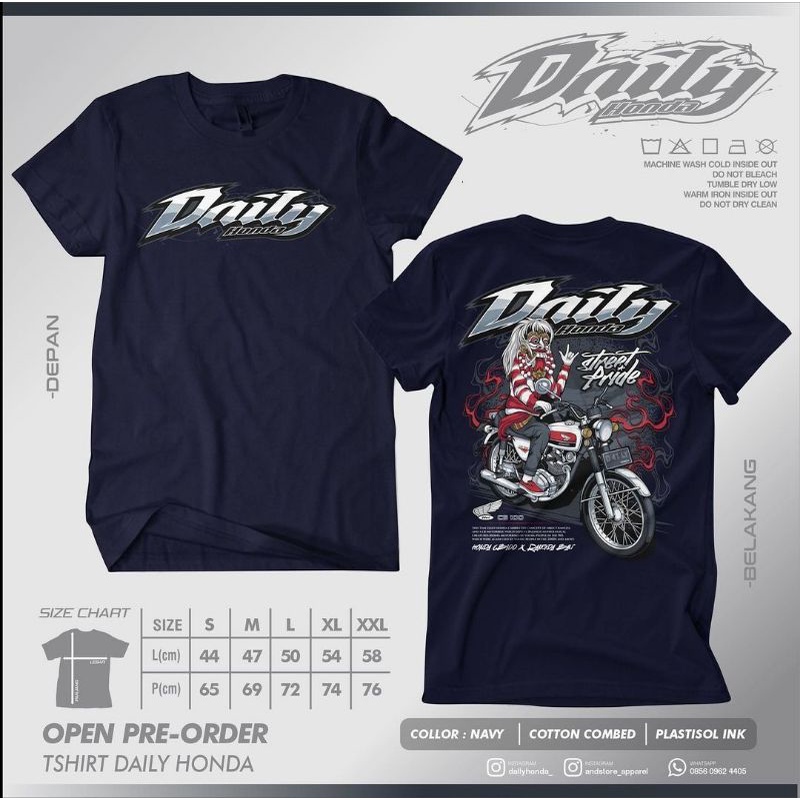 kaos daily honda original terbaru lengan pendek.kaos herex.kaos racing.kaos sunmori.bakul kaos gresi