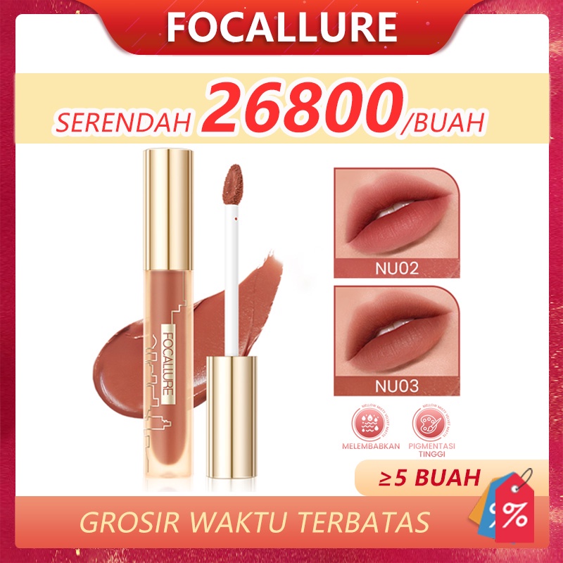 Focallure  #Modernurban Misty Matte Lipstick Waterproof Liptint Velvet Lip Tint Airy Fit Moisturize High Pigmented Long Wear Soft Silky Lip Cream