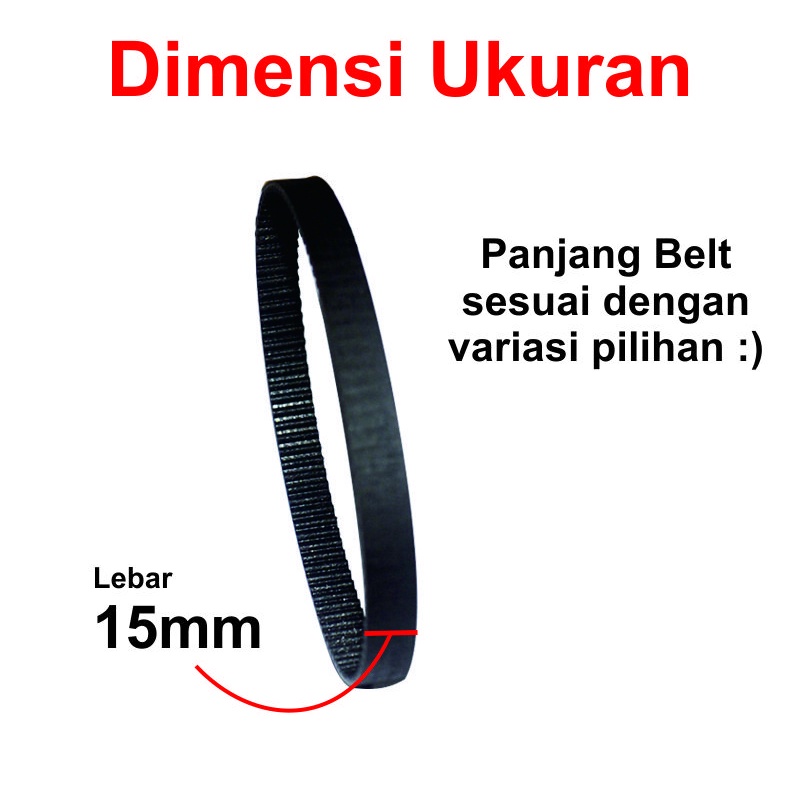 [HAEBOT] GT2 Timing Belt 15mm Closed Loop W15 100-300 mm 100 150 200 250 300 350 400 CNC 3D Printer Sabuk Sambung Pitch 2mm Mekanik Pulley Axis Rubber