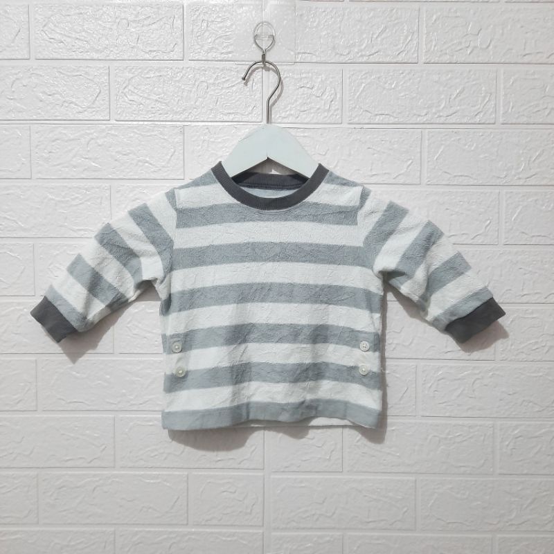 Baju Anak Uniqlo Salur Abu Putih