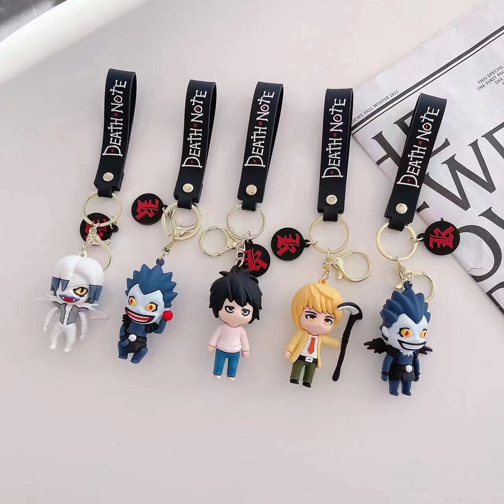 Anime DEATH NOTE Light Killer Ryuk Figure Gantungan Kunci Kartun Cosplay PVC Key Rings Trinket Props Bag Doll Key Buckle