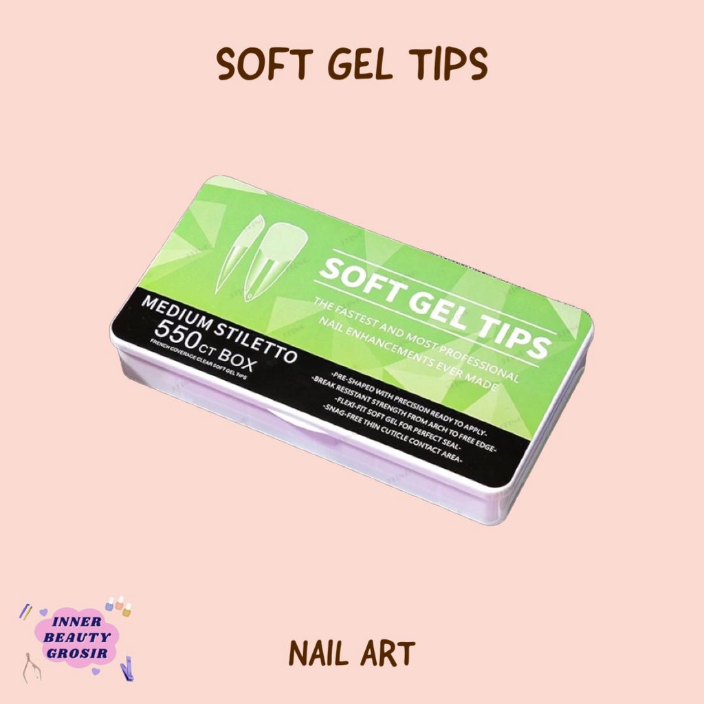 Soft Gel Nail Tips Kuku Palsu Fleksibel / Set Kuku Palsu Akrilik / Soft Gel Tips Nail Extension 550pcs / Kuku Palsu