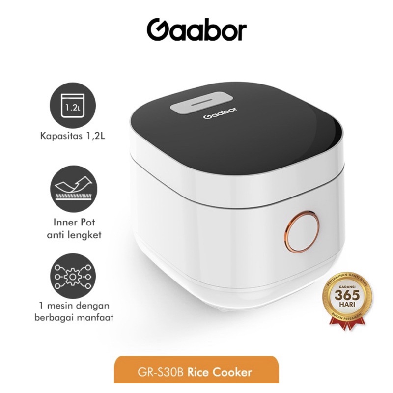Gaabor Rice Cooker 1,2 L Penanak Nasi 3-4 Porsi Alat Masak Nasi Smart Micro Processor - Putih /GR-S3