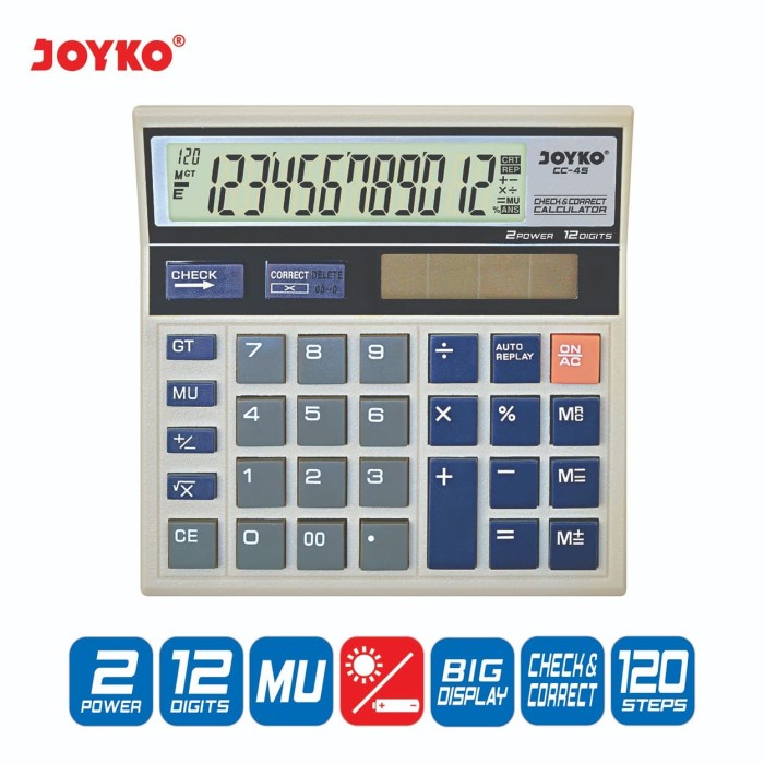 

Terlaris ✨ -Calculator Kalkulator Joyko CC-45 12 Digits Check Correct- 2.2.23