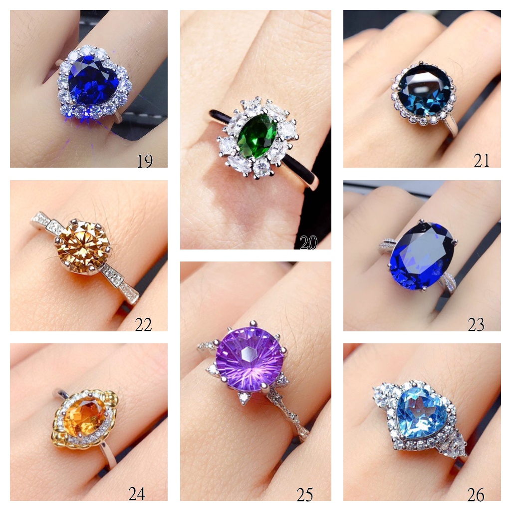 Goldkingdom Aksesoris Perhiasan Fashion Ready Stock Korea Selatan Baru Tidak Teratur Biru Laut Emerald Peridot Amethyst Dengan Berlian Cincin Kawin Yang Dapat Disesuaikan