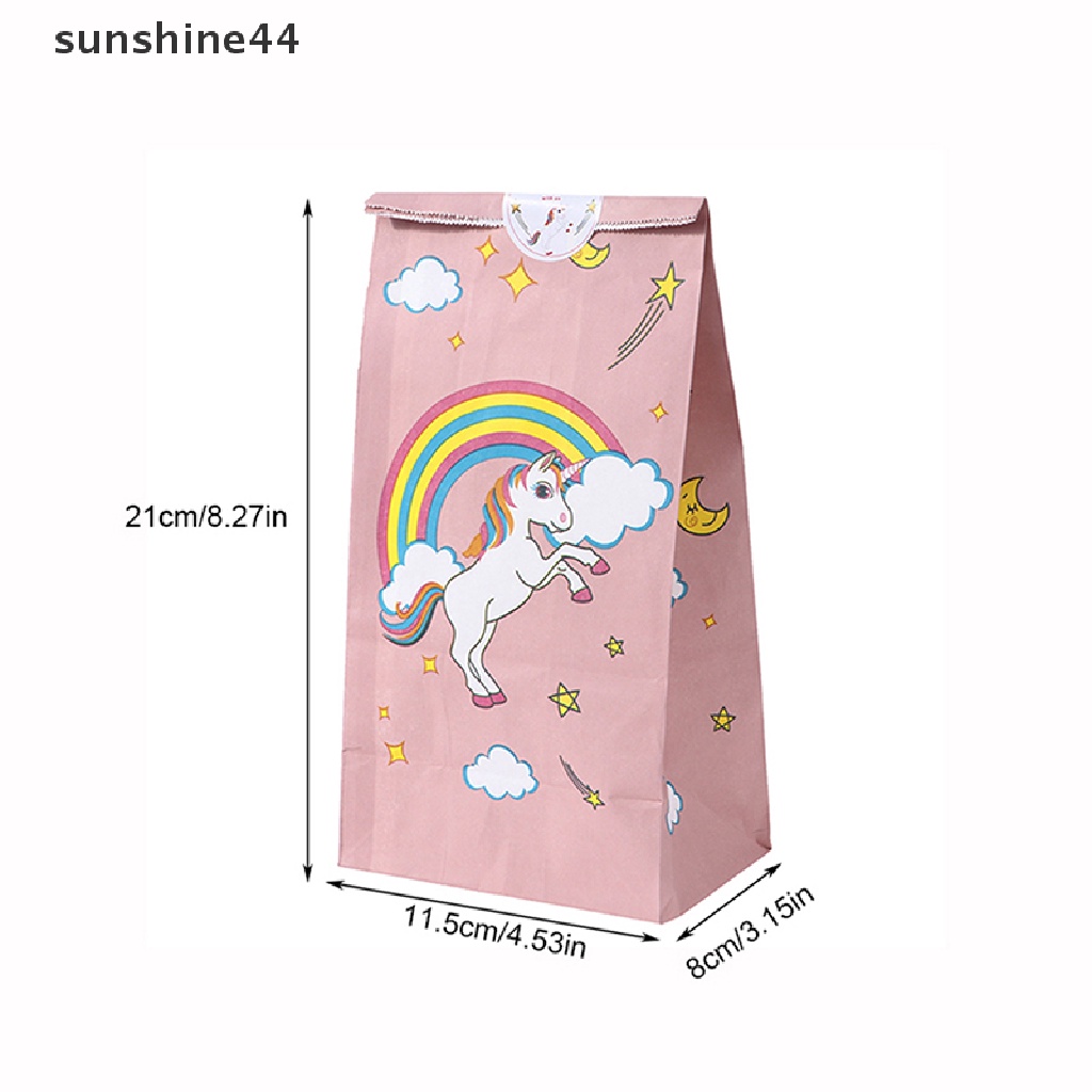 Sunshine 12Pcs/Pack Unicorn Paper Candy Gift Bag Kantong Kertas Kraft Kue Pesta Unicorn ID