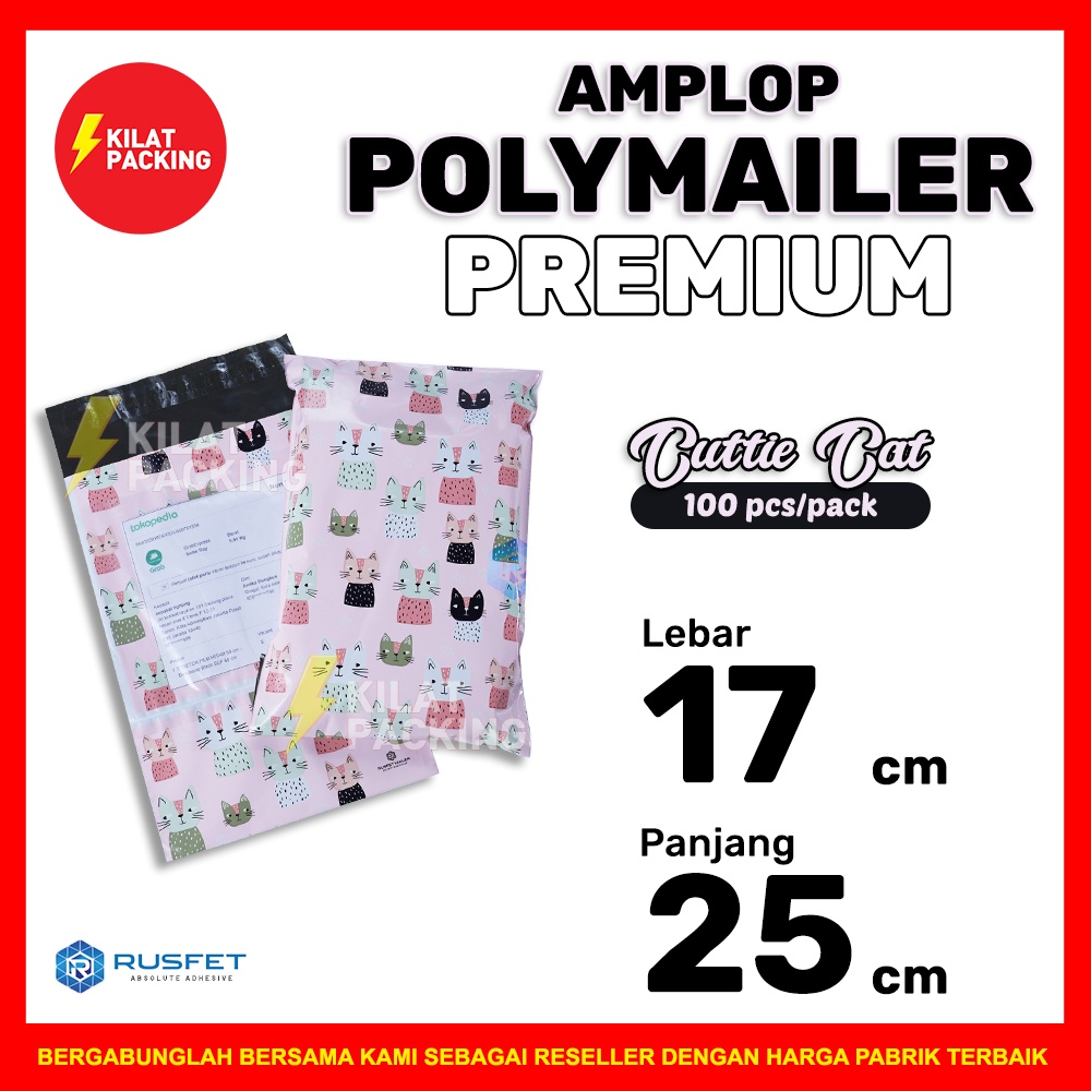 

AMPLOP PLASTIK POLYMAILER CUTTIE CAT ( Uk : 17cm x 25cm )PACK