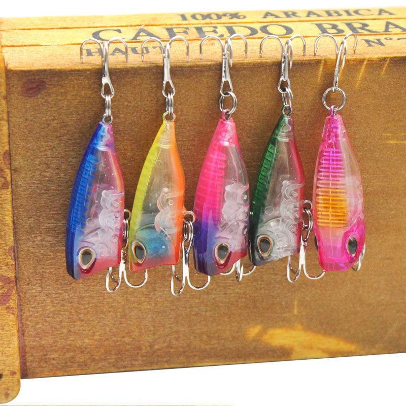 5 Pcs Kotak Baru Popper Umpan Pancing 4 cm 3.2g Mini Crankbait Memancing Umpan Swimbait Bass Wobbler Kait Mengambang Topwater Umpan Pancing Hook Tackle