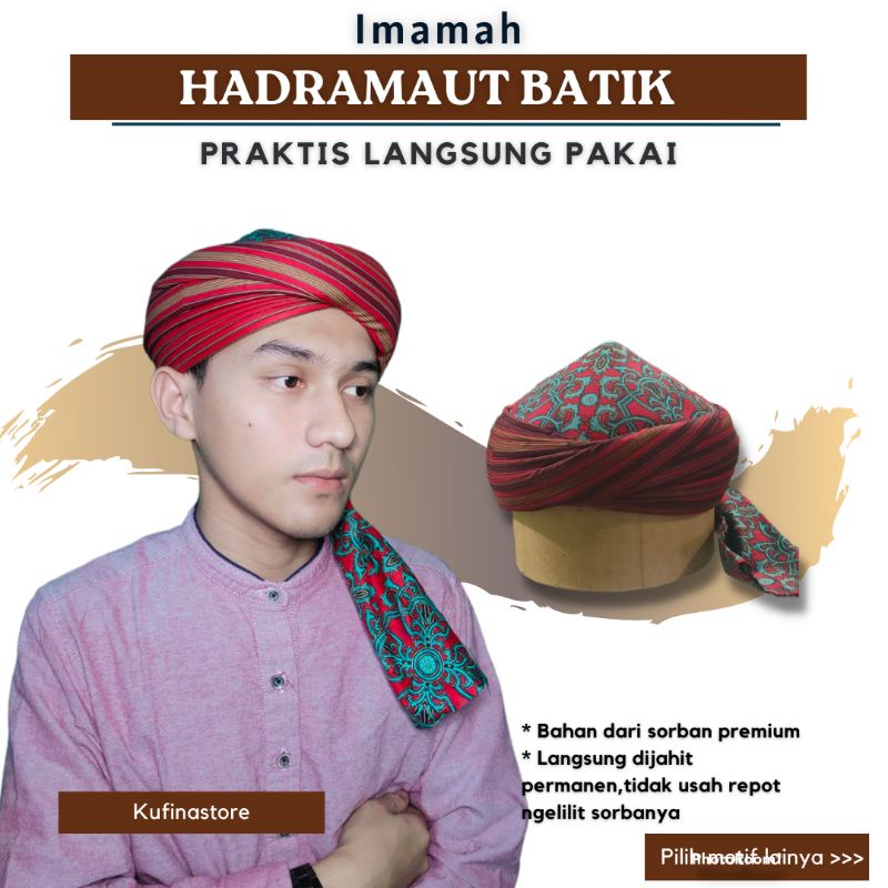 peci imamah Hadromaut Batik permanen