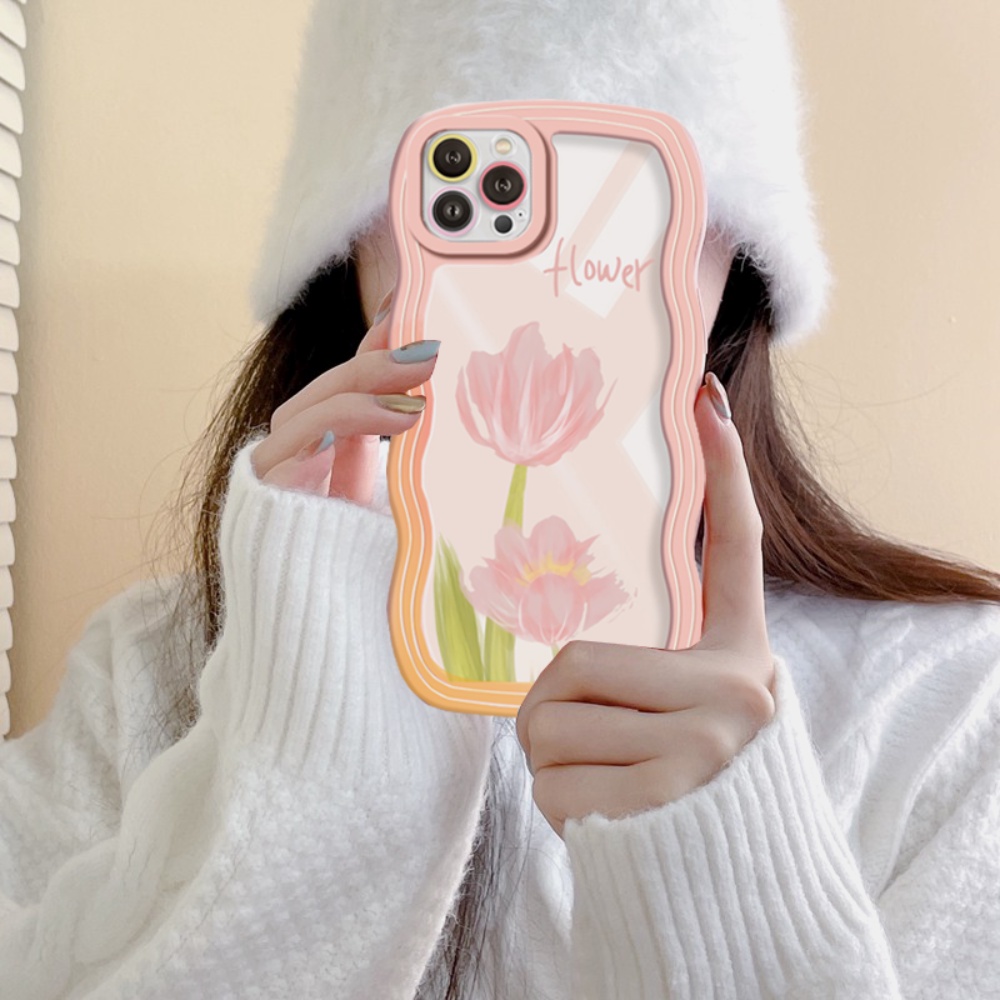 Redmi 1022 Note 11 Pro Note11S 10C 10A 9C 9A 9T Note10 5G 10s Note9 Note8 Note 9S Poco M5S X3 NFC M3 Wavy Edge Lukisan Minyak Motif Bunga Love Hati Kelinci Bening TPU Soft Case Cover