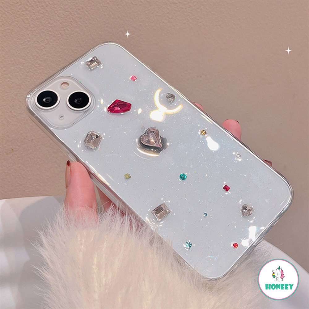 IPHONE Fashion Berlian Mengkilap Foil Ponsel Case Kompatibel Untuk Iphone14 13 12 Pro 11 Pro Max 14 Pro Max Shockproof Lembut TPU Penutup Belakang