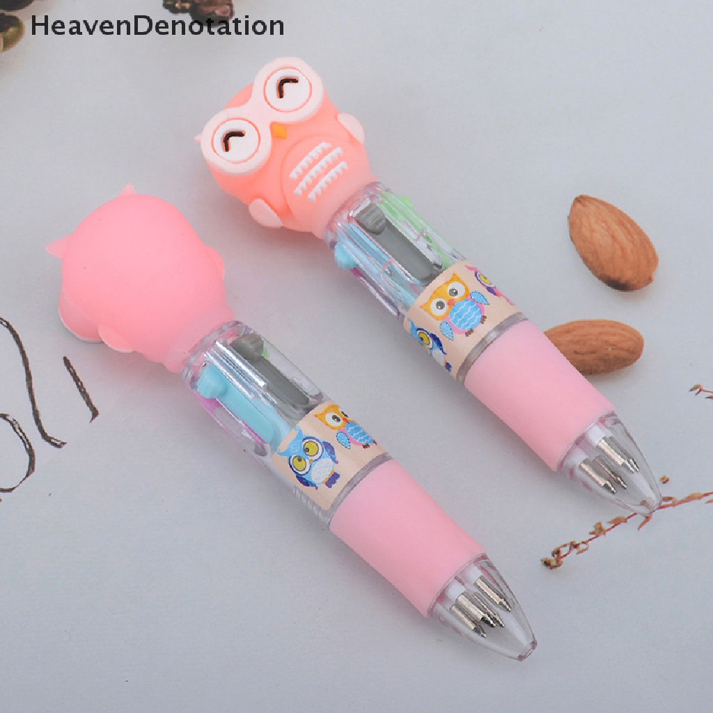 [HeavenDenotation] 4warna Kartun Hewan Ballpen Multicolor Ballpoint Pulpen Lucu Mini Pulpen Baru Hadiah Siswa Kantor Sekolah Perlangkapan Wrig HDV