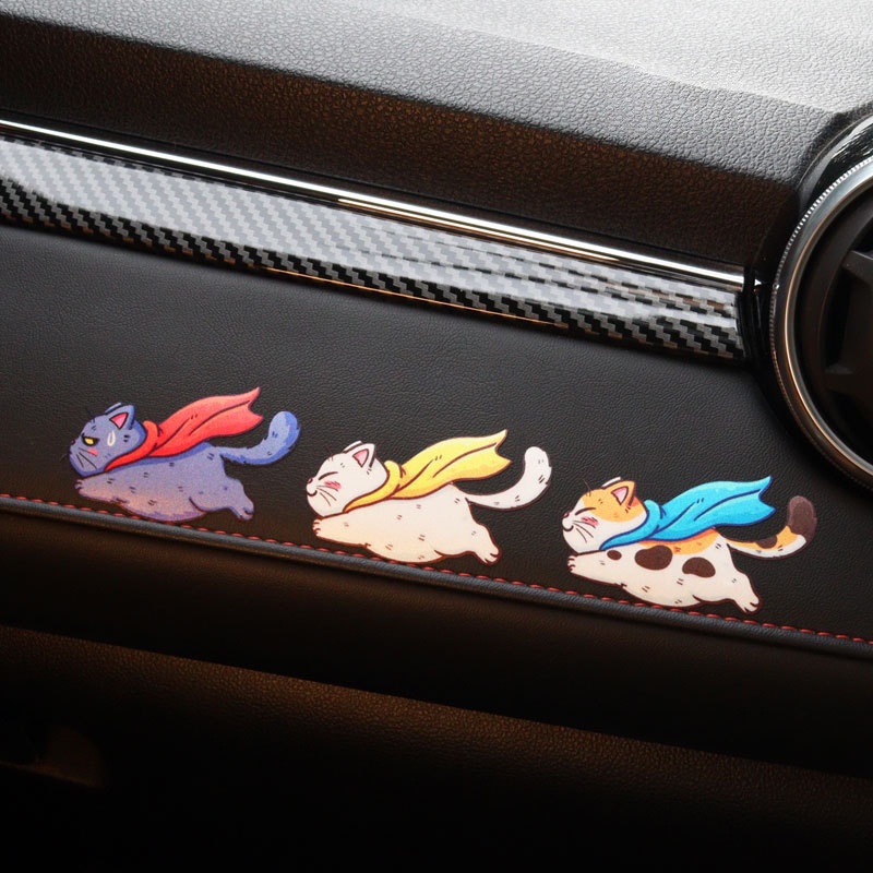 Kartun Stiker Styling Mobil/Kucing Terbang Lucu Decals Body Mobil Jendela Interior Dashboard Stiker Hias