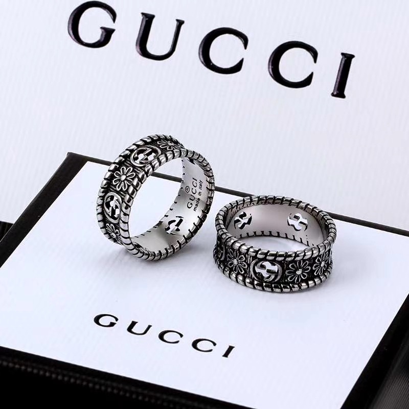 Retro Ganda G Bunga Daisy Berkualitas Tinggi Cincin Daisy Kecil Double G Pria Wanita Cincin Keren Fashion Indah All-Match Hari Valentine Cina Hadiah Hadiah Rekomendasi Baja Titanium Cincin Hadiah