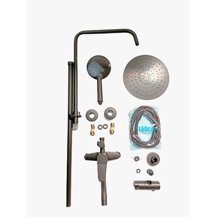 SHOWER SET KRAN PANAS DINGIN SHOWER COLUMN HITAM STAINLESS