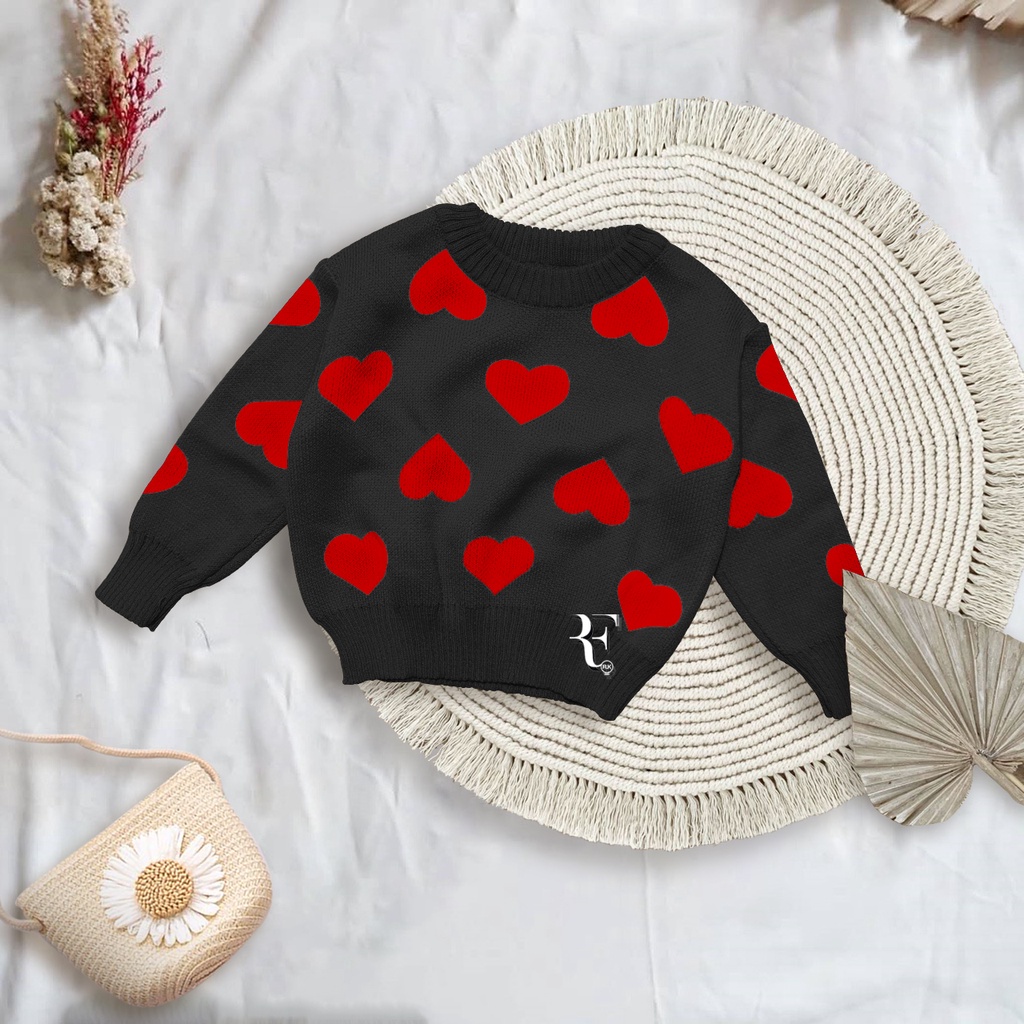 Sweater motif LOVE rajut premium Blouse rajut anak perempuan 1-6th