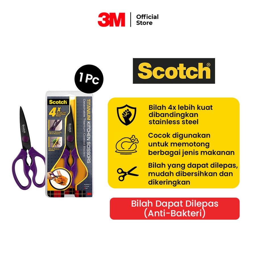 

Scotch 3M Gunting Dapur Titanium Kitchen Scissors KS-DT Purple 9 inch