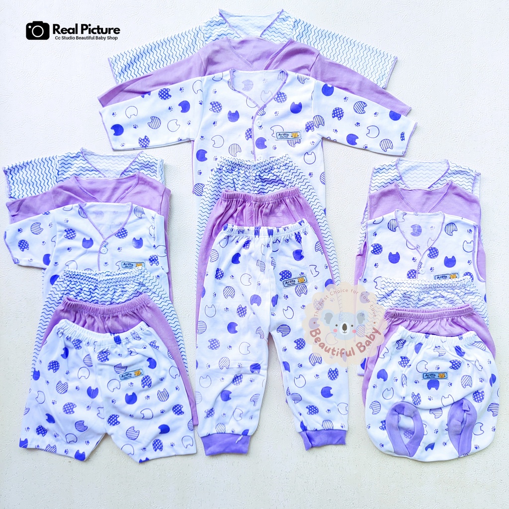 18Pcs Paket Hemat Perlengkapan Lahiran Setelan Baju Celana Bayi Baru Lahir Komplit Serian - Baby.ou