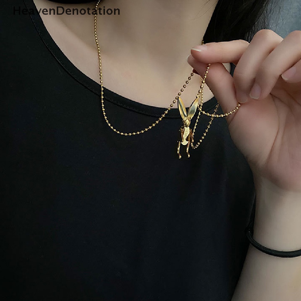 [HeavenDenotation] Trendy Kelinci Liontin Kalung Baja Titanium Gothic Pecinta Liontin Keberuntungan Kelinci Perhiasan Untuk Wanita Aksesoris Fashion HDV