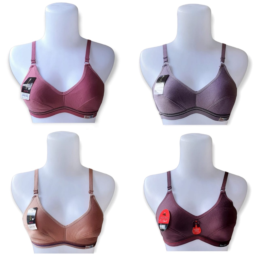 3 Pcs Sport Bra Wanita Jumbo Bra Tanpa Kawat Bra Tanpa Busa Size 40 - 42 kait 3