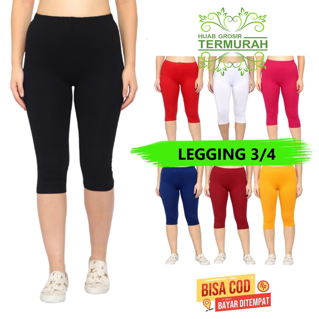 Legging Pendek 3/4 Premium - Leging 3/4 Bawah Lutut Bahan Spandek Best Seller