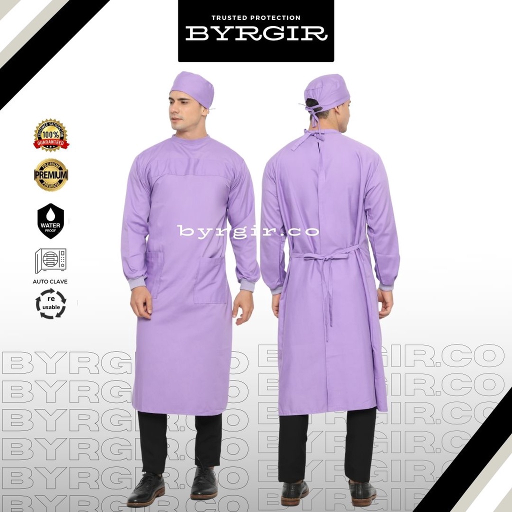 BYRGIR SURGICAL GOWN OXFORD KATUN WATERPROOF ANTI AIR GAUN BEDAH SAKU DOKTER JUBAH OPERASI SERAGAM