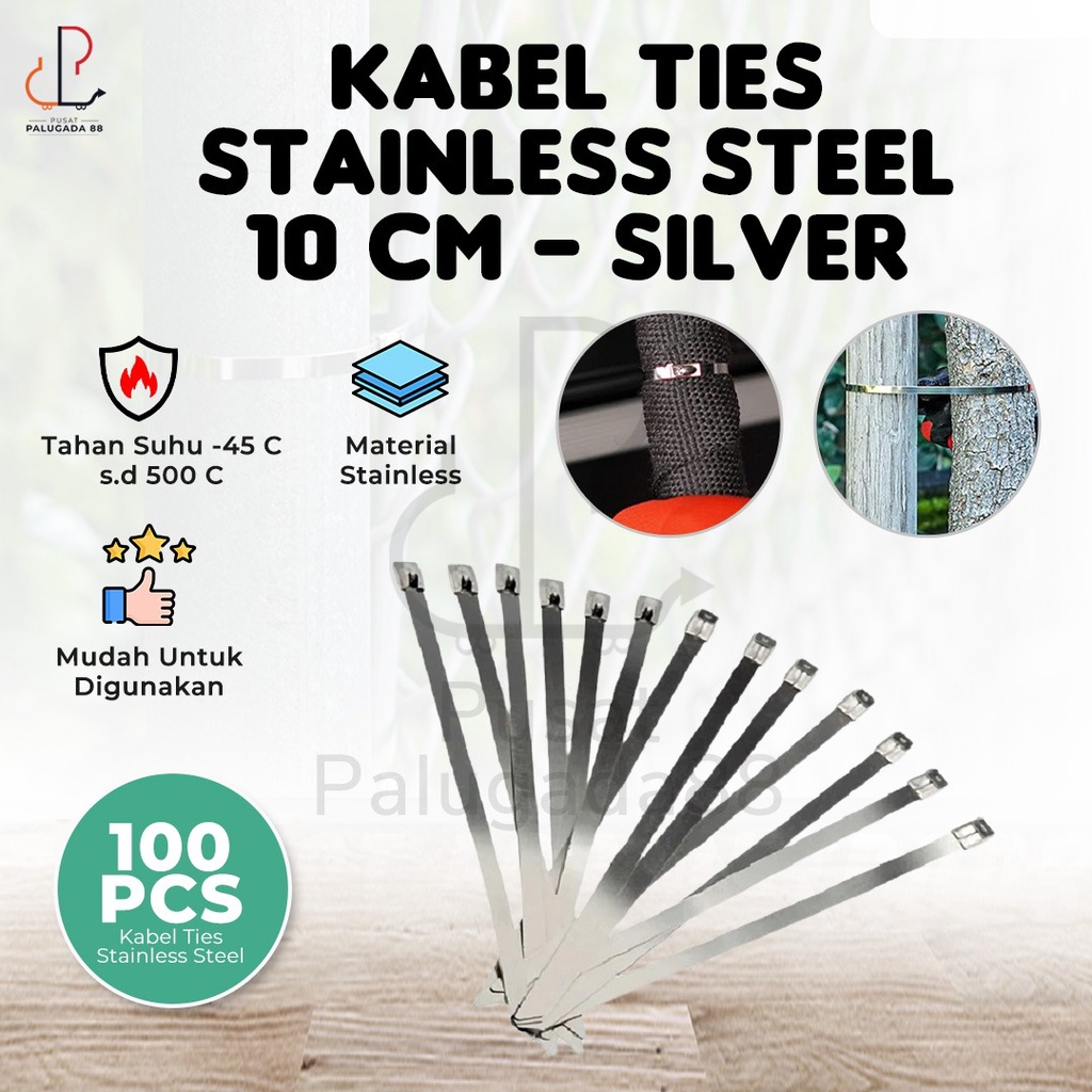 Kabel Cable Ties Tie Besi Stainless Steel Pengikat Knalpot Klem 10 cm Tis Ikat SUS 304 4,6 10cm 100 pcs