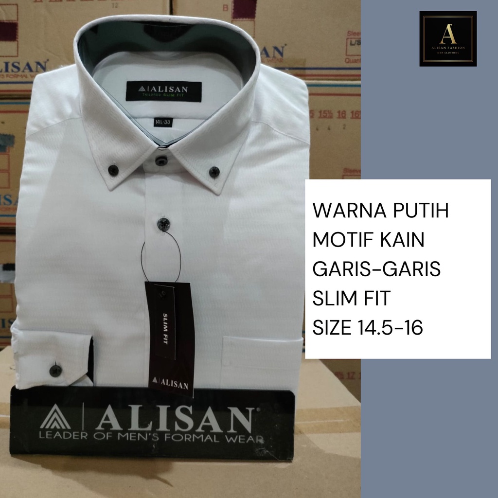 Kemeja Pria Alisan Lengan Panjang Motif Kain Garis-Garis  Gelombang Slim Fit