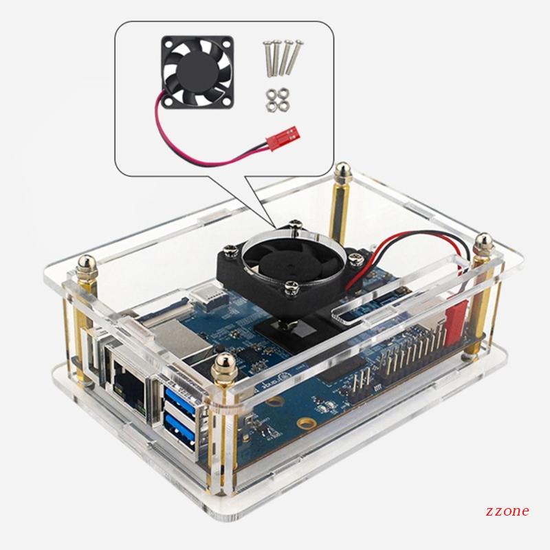 Zzz Untuk Orange Pi5 Case Akrilik Transparan Enclosure Clear Shell Dengan Heatsink Kipas