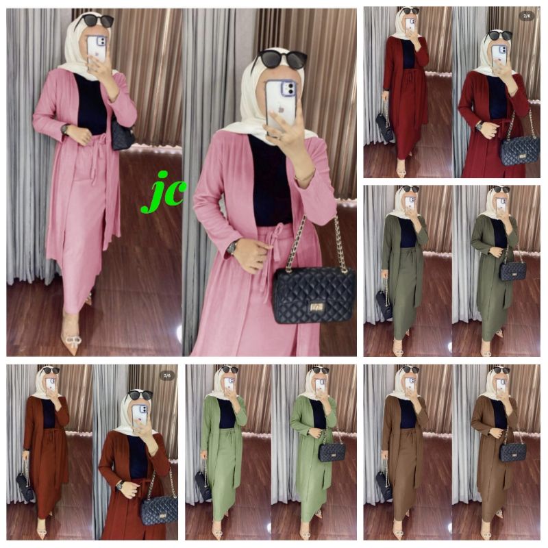 JCZR - Set Cardi Diora / Setelan Knit Wanita Muslimah / Set Cardi + Rok Wanita Terbaru