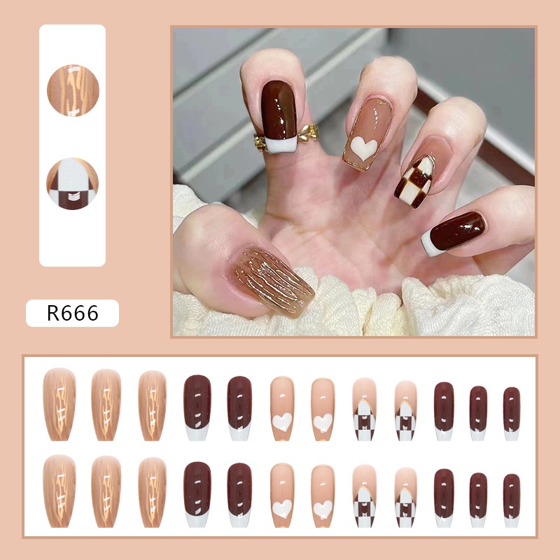 R661-R680 Full Cover Fake Nails Nail Art Tips False Nails 24 Pcs / box