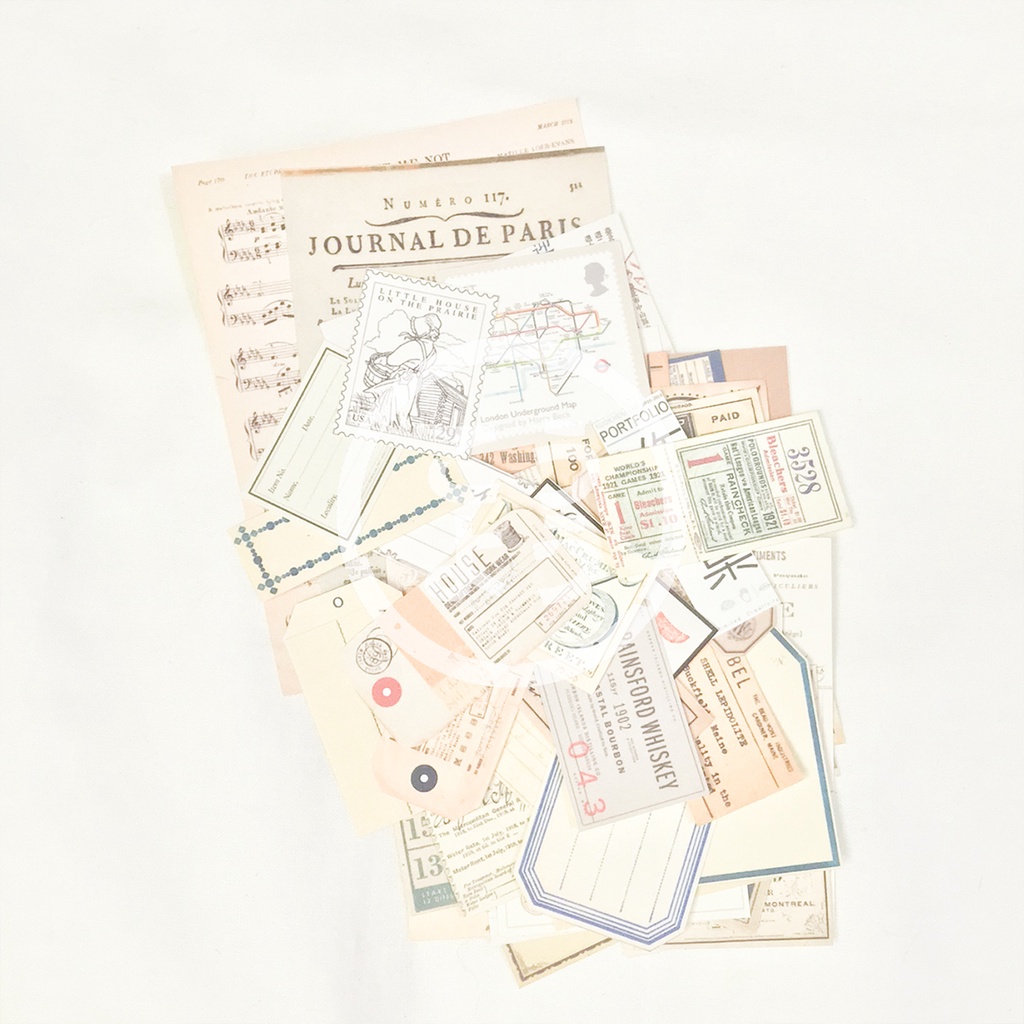 

45 pcs Stiker HVS Gambar Vintage untuk Jurnal / Scrapbook (Pack C2)