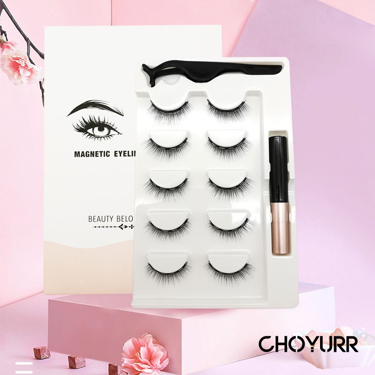 【COD】5 Pasang Magnetic Eyelashs Set Bulu Mata Palsu Magnet 3D Tebal Natural Fake Eyelash Extension Magnetic Super Lembut Makeup Tool-CH