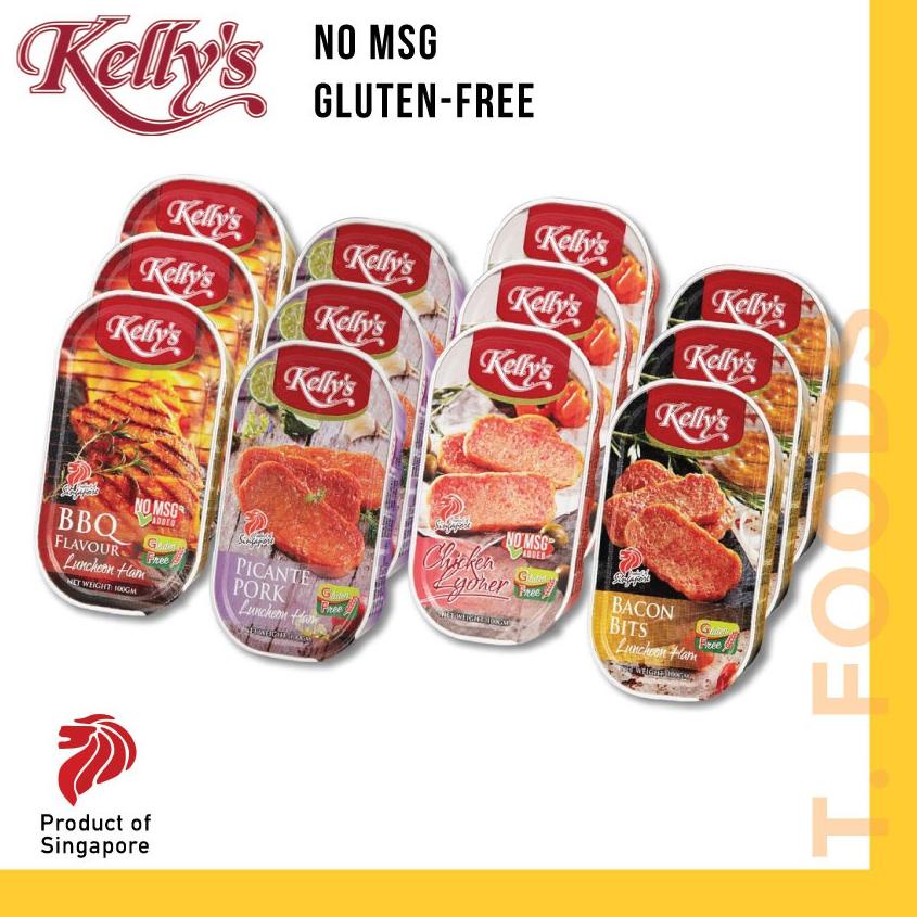 

☃ Kelly's Luncheon Ham Bacon Bits / Picante / Chicken Lyoner /BBQ 100gr / Singapore Pork Luncheon Meat ☁